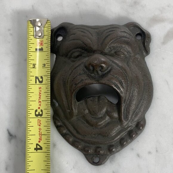 Pottery Barn BULLDOG Bottle Opener 4" Cast Iron Wall Mount Beer Opener Dawg EUC - Picture 6 of 7